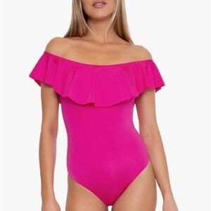 Bikini Lab NWT Pink Off-The-Shoulder One-Piece Swimsuit Sz L